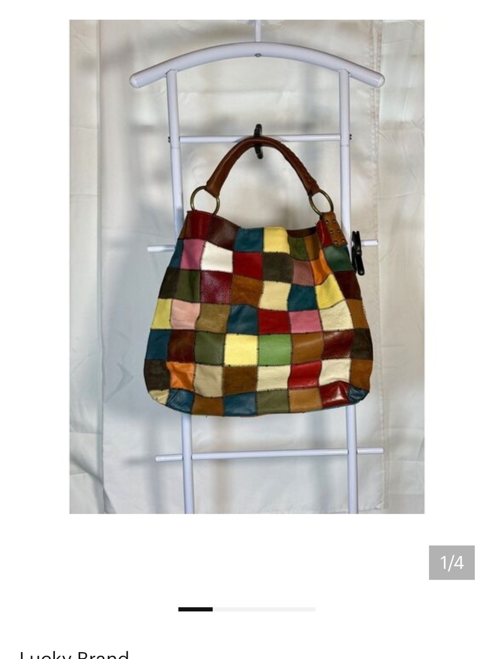 Lucky Brand Multicolor Patchwork Leather Hobo Bag with Brown Handle